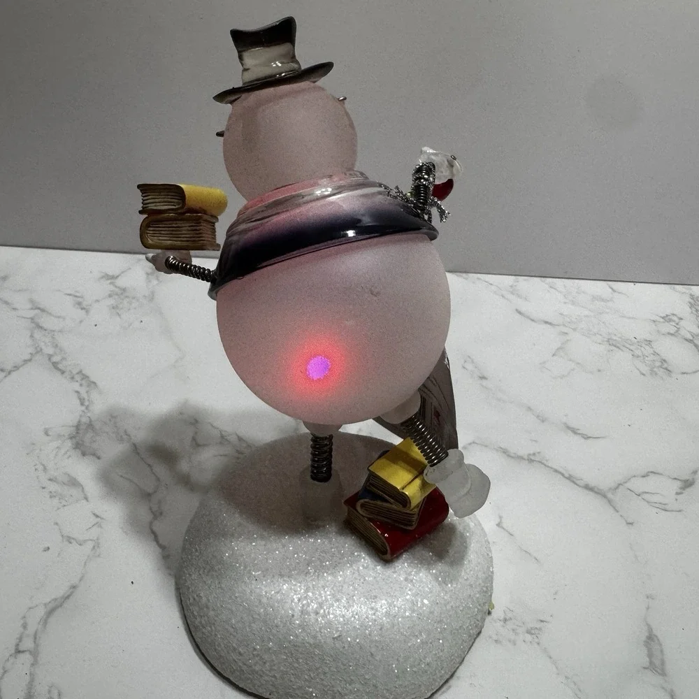 LED Snowman Librarian Professor Books figurine Changing Colours Christmas Decor